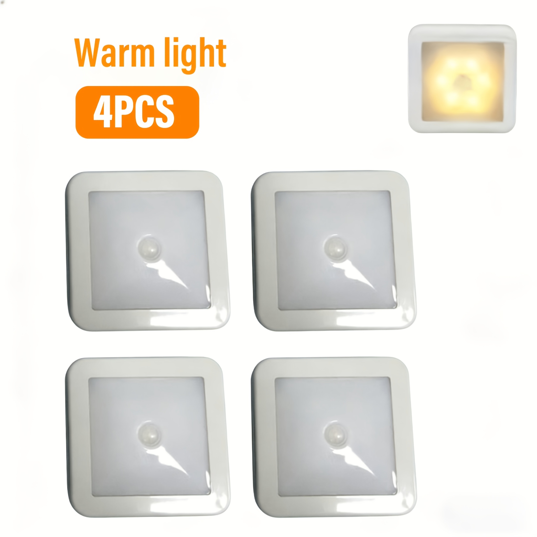 Image of 4pcs Lihangstar Intelligent Sensing 6led Floor/ceiling/wall Lights, Exterior Design, Ideal For Corridors, Stairwells, Living Rooms, Bedrooms (excluding Batteries), Homes, Garages, And Offices