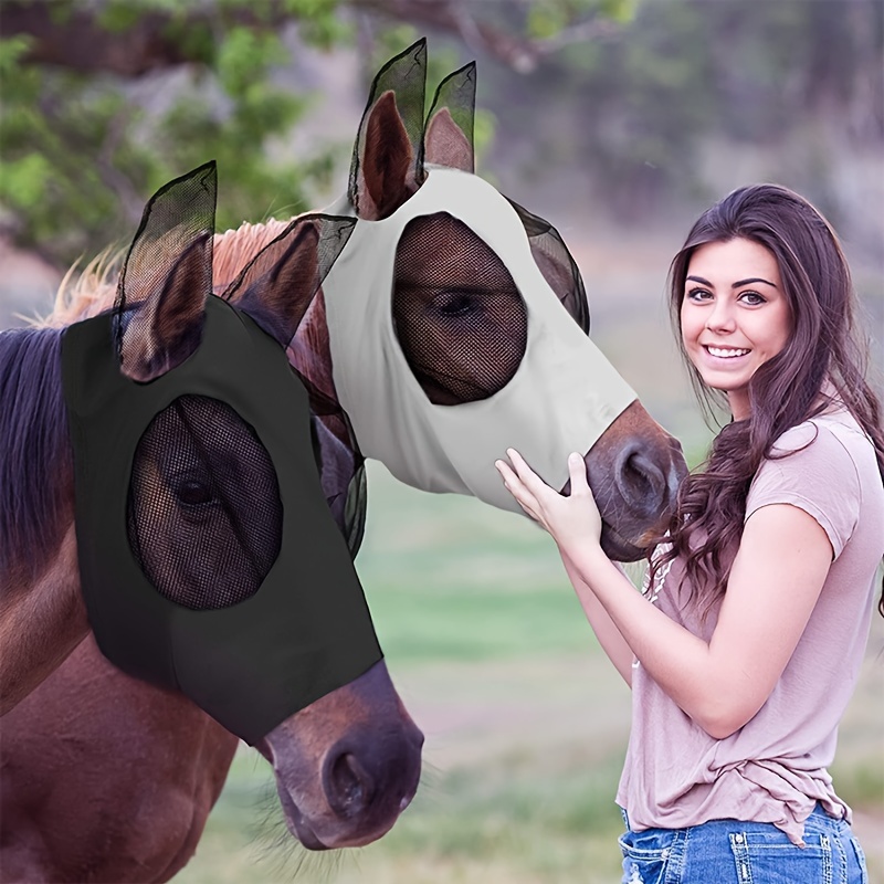 

Masque Anti-Mouches pour Chevaux CareMaster avec Oreilles - Protection en Respirante et Légère, Ajustement