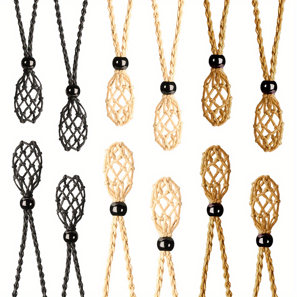 12pcs/set Necklace Pendant Settings With Adjustable Cord, Necklace Clasp Pendant, For Gemstone Pendants, Jewelry Necklace Findings