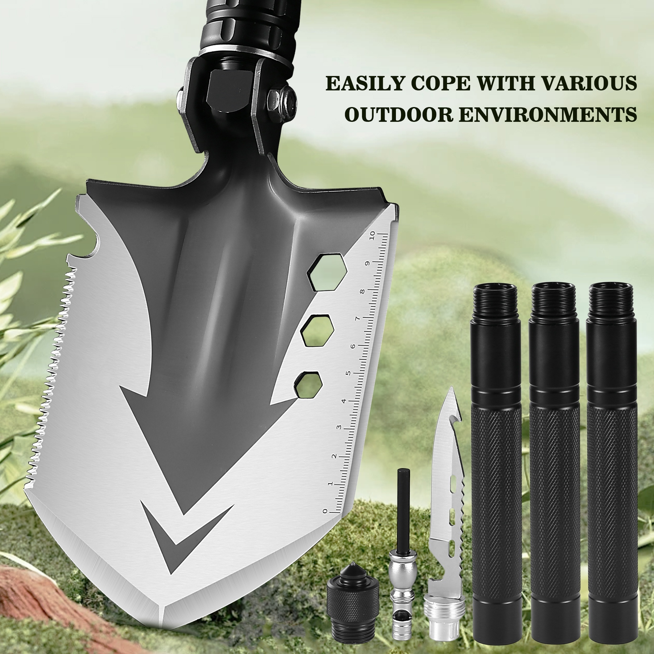 

Outdoor Camping Shovel, Bag Folding Shovel, Trenching Tool, Foldable And , Used For Off-road, Gardening, Snow, Trenching, Car Emergency