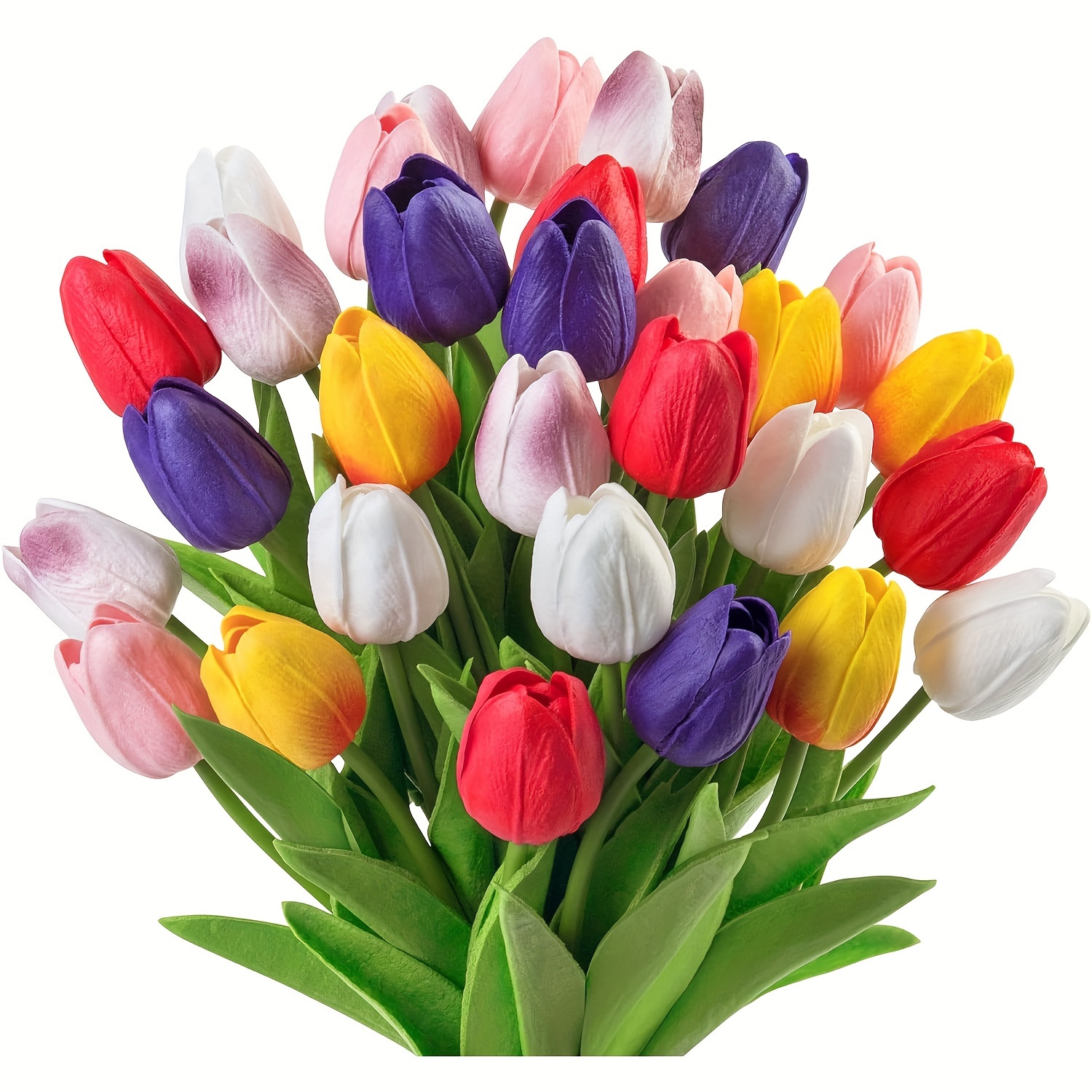 

10-piece Multicolor Artificial Tulip Bouquet - Real Touch Faux Flowers For Home, Office, Weddings & Easter Decor