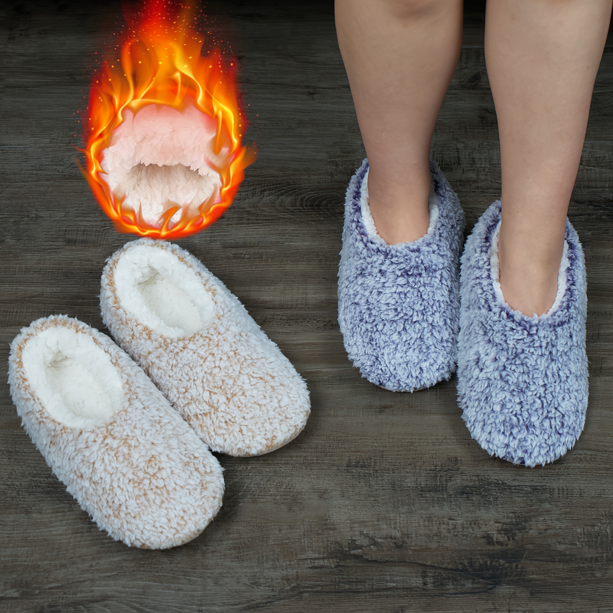 

Pantoufles De Couleur Unie Pour Femmes, Chaussures Décontractées Doublées En Peluche, Chaussures D'intérieur Confortables