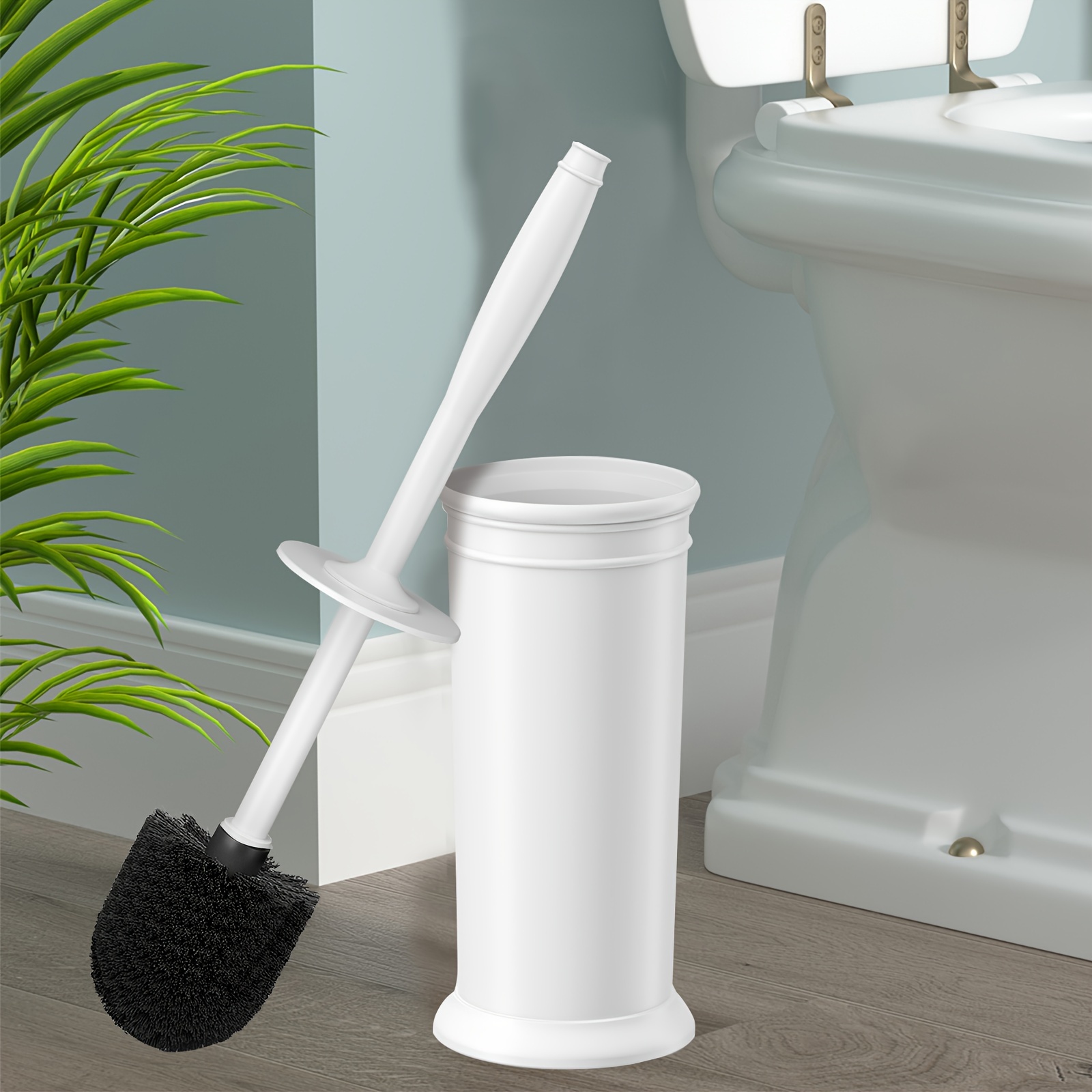 

Ergonomic Long-handle Toilet Brush Set With And Holder - Vintage Style, No Power Needed, Bathroom Cleaning Essential (white)