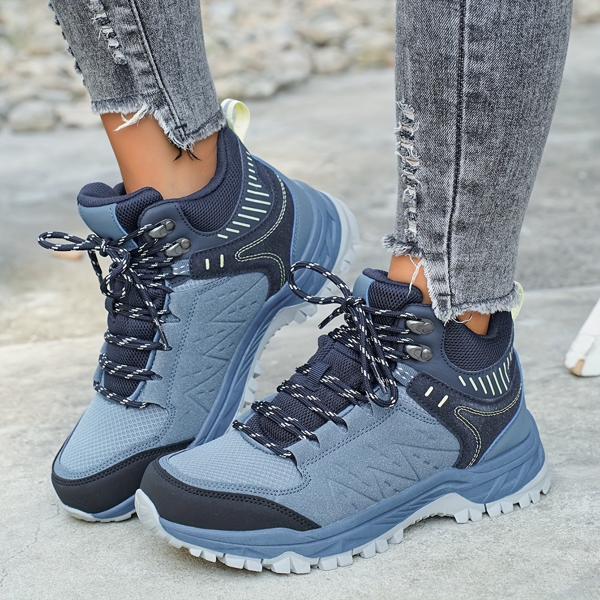 womens heavy sole height increase hiking boots season tpr Temu