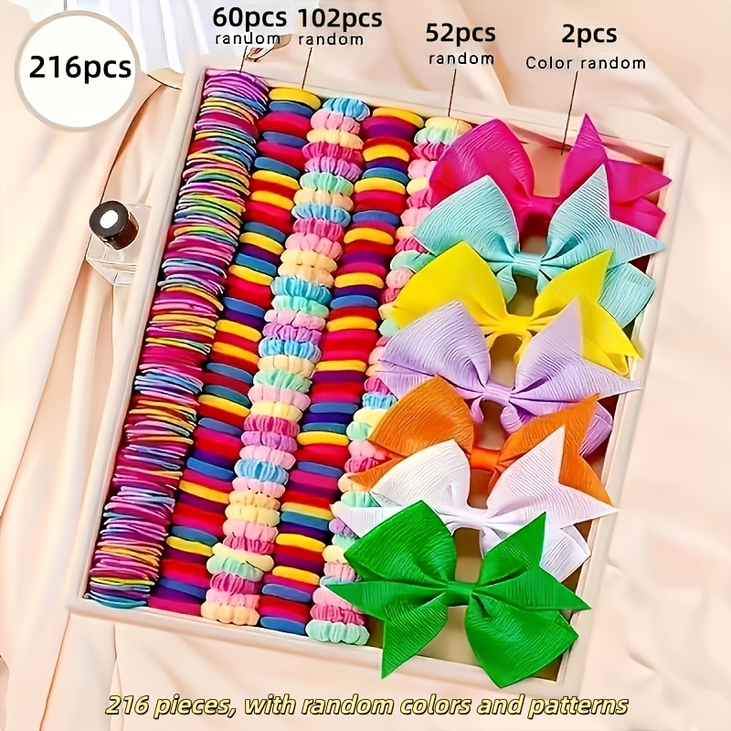 E-shop 216-teiliges Dopamin-Süßer-Stil-Haaraccessoire-Set für Damen, inklusive Fliegen-Haaraccessoires einer Vielzahl von niedlichen süßen floralen