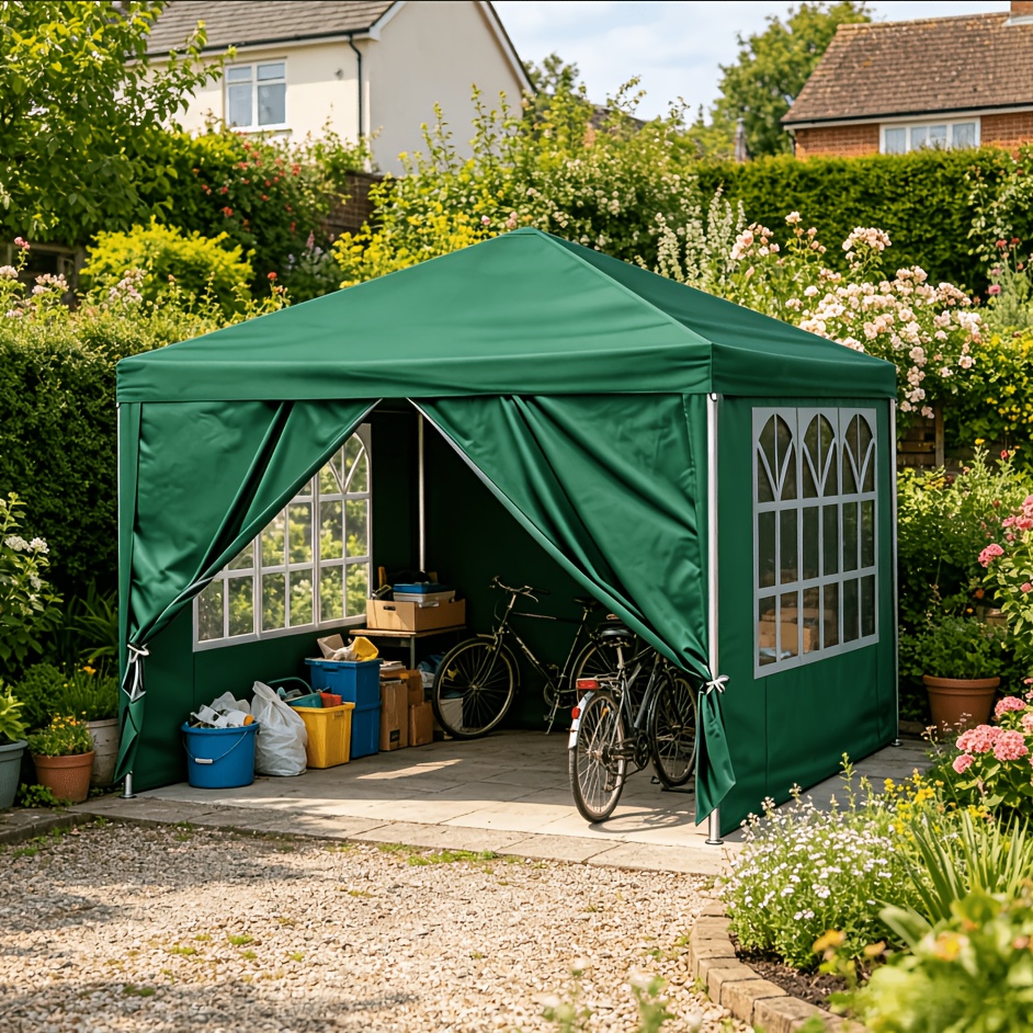 3.44*3.44m Folding Quick-open Carport Canopy, Outdoor Portable Temporary Shelter Parking Shed With Free Storage Bag, Suitable For Commercial Gatherings And Courtyard Use