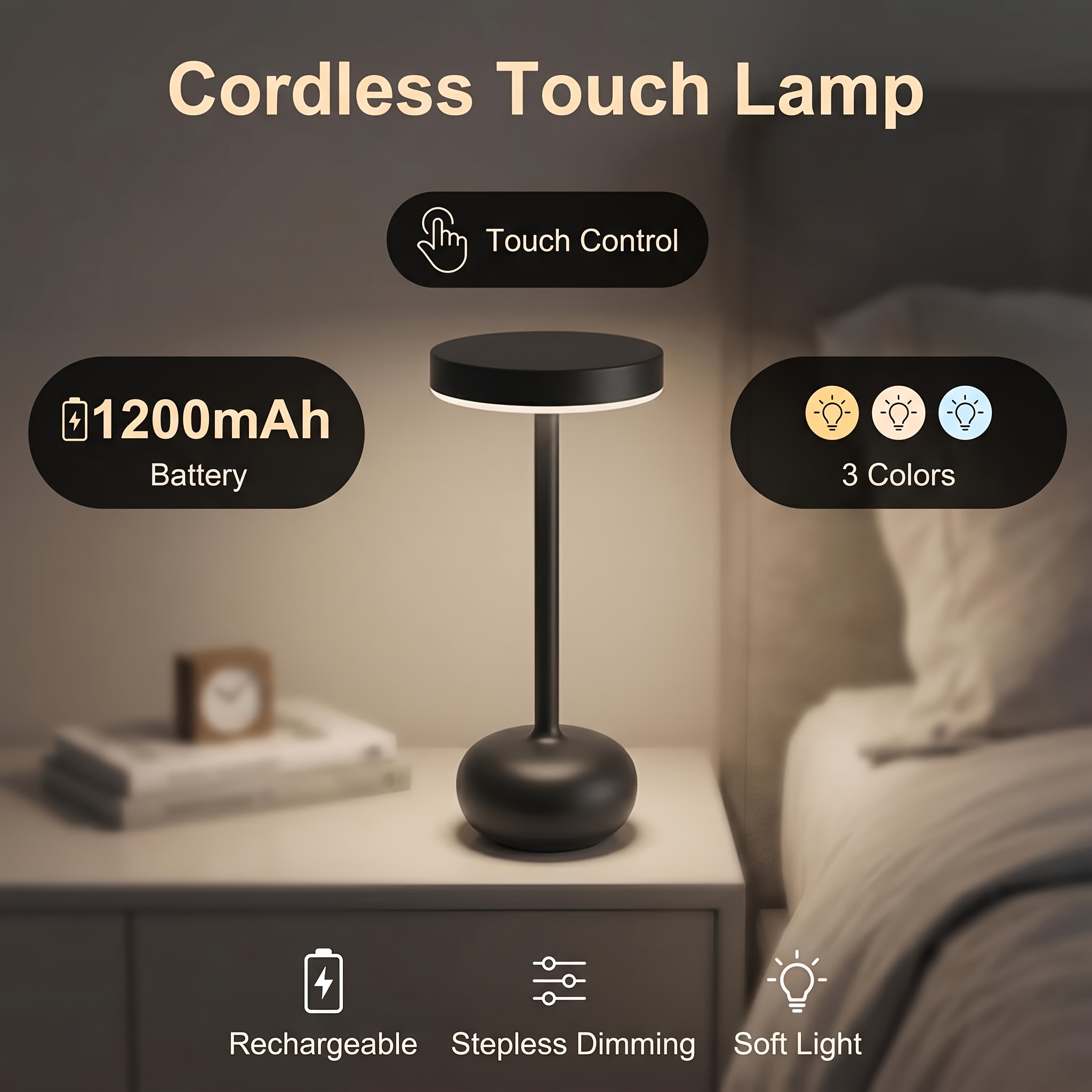 Minimalist LED Table Lamp with Touch Sensor and Infinite Dimming
