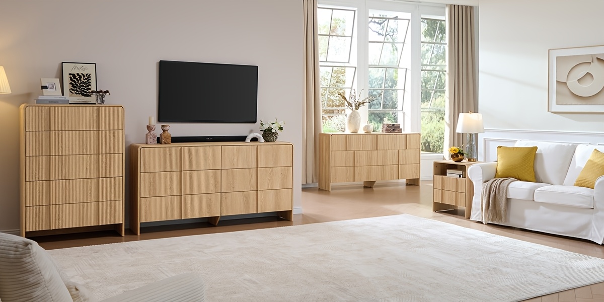 LUXOAK Modern Fluted Dresser - Contemporary Multidrawer Storage Chest 18 LUXOAK Modern Fluted Dresser View