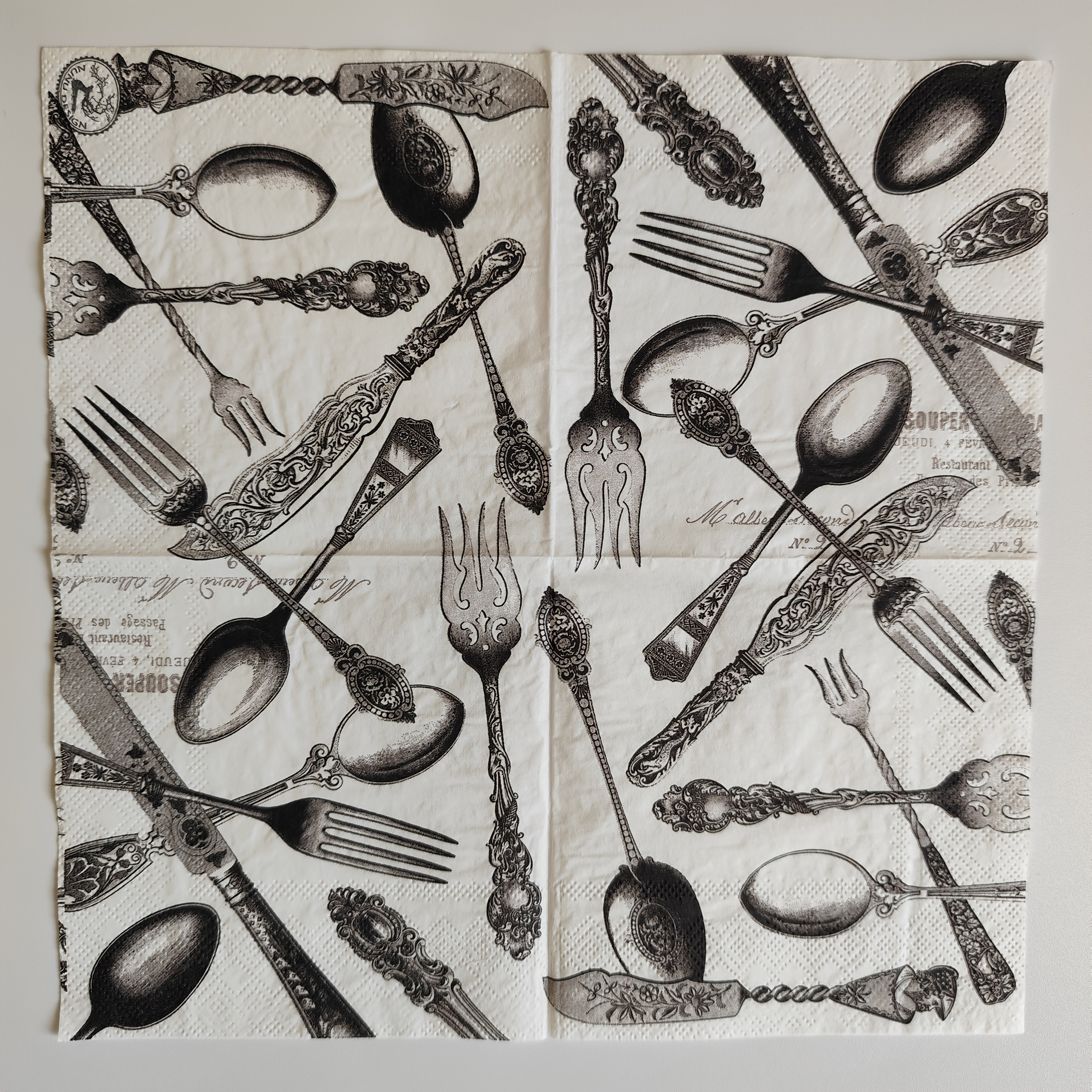 Image of 20pcs Knife, Fork And Spoon Guest Napkins, Disposable Printed Paper Napkins For Parties, Weddings, Birthdays, Perfect For Dessert And Celebrations
