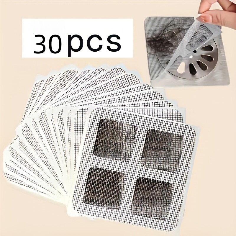 TEMU 30pcs Bathroom Hair Catcher Mesh Filters Toilet Drain Filters, Kitchen Anti-clogging And Anti-insect Self-adhesive Floor Drains To Prevent