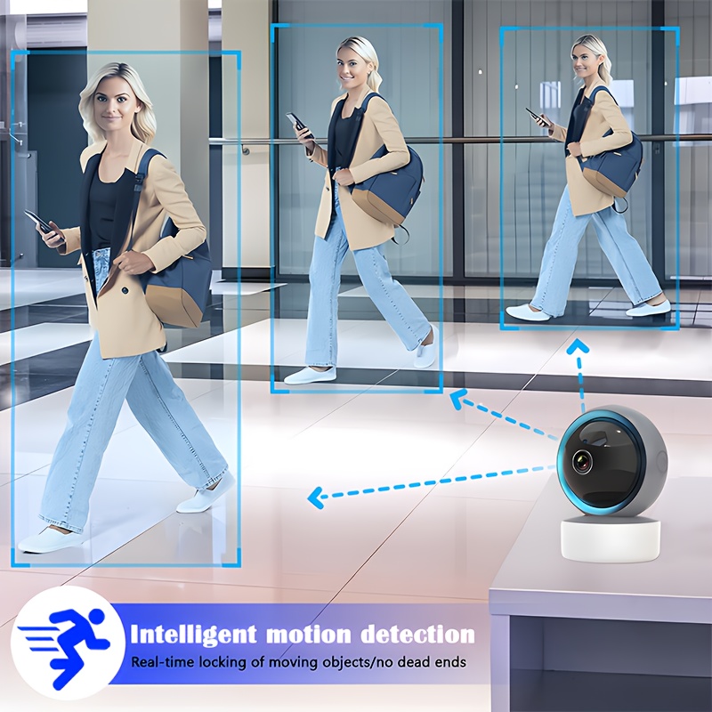 Monitor inteligente 1080P, cámara de vigilancia inalámbrica FHD para hogar, conexión dual-band 5G/2.4G WiFi, lente con giro panorámico 360°/90°, control por APP móvil, visión nocturna, detección de movimiento, llamadas bidireccionales, compatible con tarjeta de memoria/almacenamiento en la nube