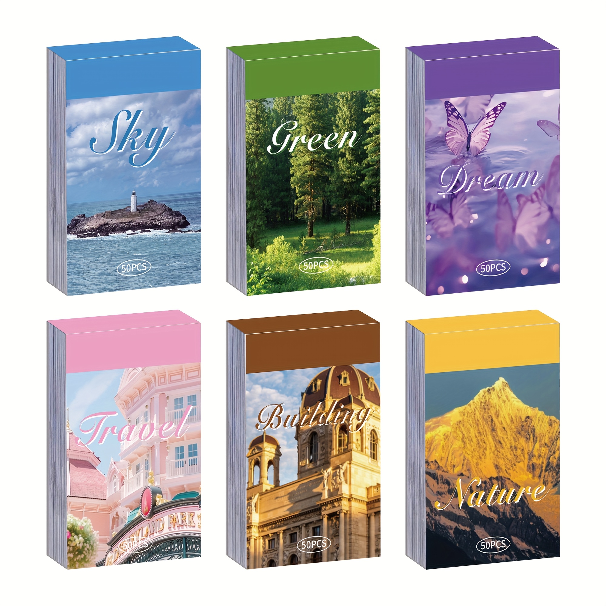 Image of 6 Sets 300 Sheets Washi Stickers For Journaling, Nature Travel Dream Vintage Aesthetic Sticker Set For Bullet Journal Art Diary Card Craft Gifts Planner Notebook
