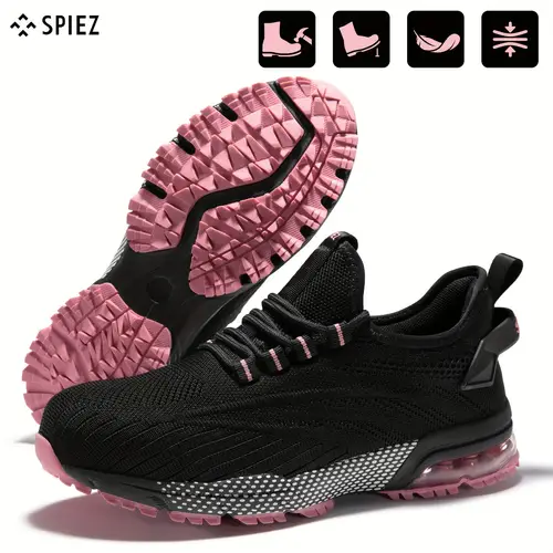 womens composite toe safety shoes anti smash puncture resistant slip on breathable work sneakers with air cushion lightweight cushioned midsole upper for daily wear gym running machine washable spring summer fall winter gym footwear durable construction performance footwear fitness enthusiasts