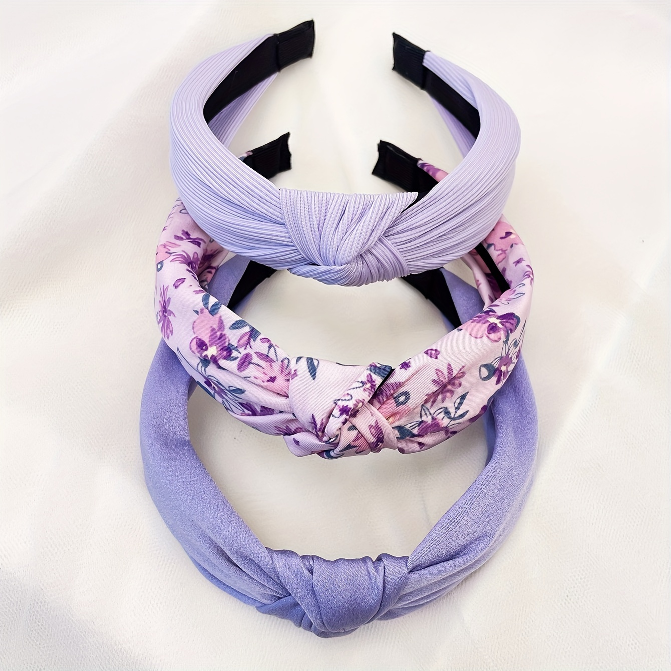 

3pcs Set Women's Flowers Solid Color Fabric Wide Headband Sweet Wash Headband Hair Accessories Suitable For Daily Use