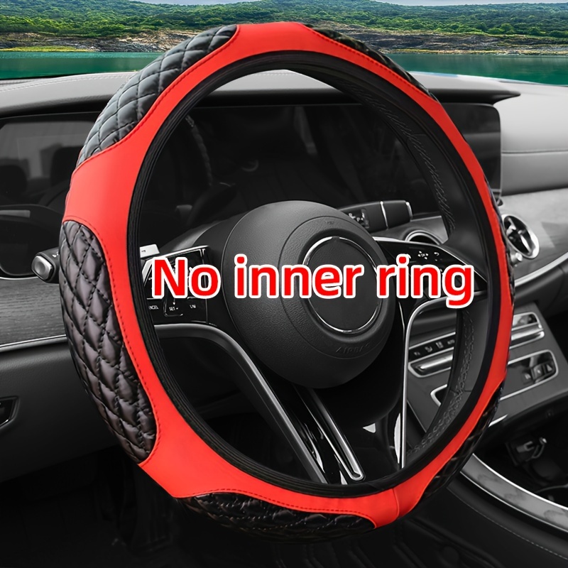 

New Six-patch Car Steering Wheel Cover Pu Artificial Leather, Two-color Splicing Design, Unique Anti-slip Steering Wheel Cover