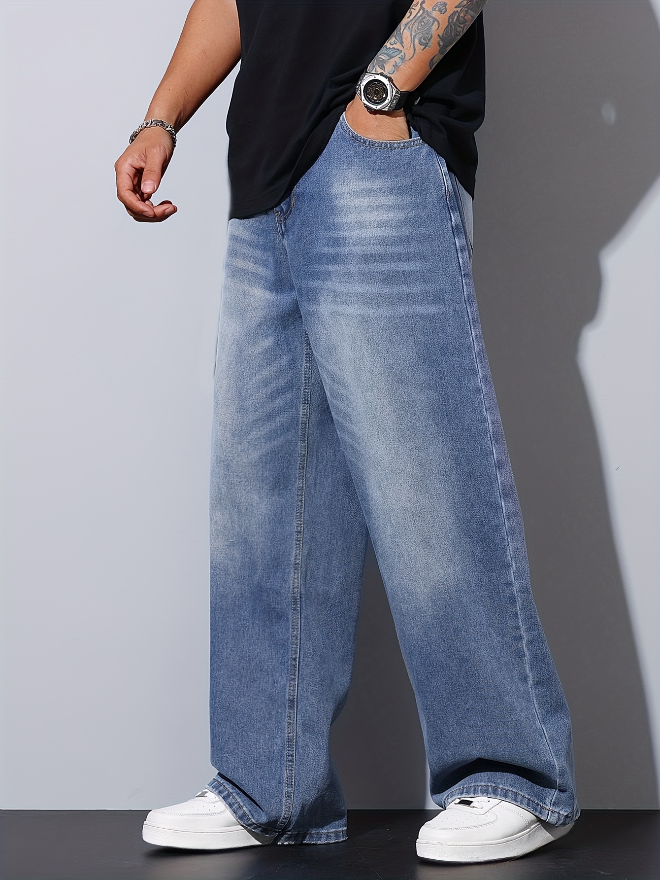 calças de de corte estilo streetwear para homem Temu Portugal