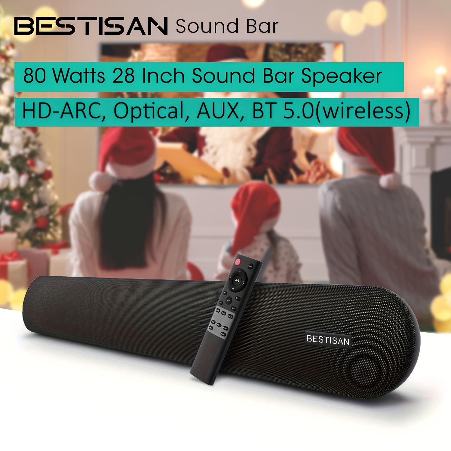 

Soundbar, Bestisan St08 80 Tv Home Theater Speaker With Hd-arc, Optical, Rca, Aux Port, Bt 5.0 (wireless), Movie/music/ Audio Mode, Bass Technology, Bass Adjustable, 2024 Version