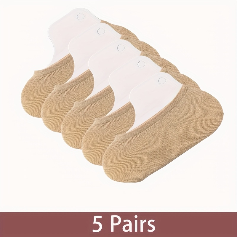 E-shop 5 Paar unsichtbare Damen-Socken, atmungsaktive Bootssocken, nahtlose, tief geschnittene Socken, geeignet für lässige Outdoor-Bekleidung