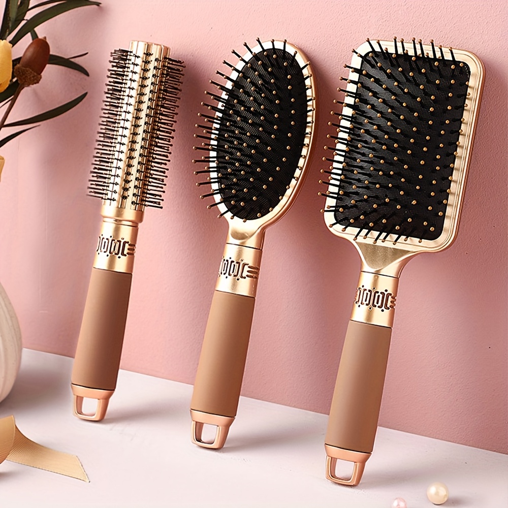 1pc/Styling Comb - Comb Air Cushion Comb Home Airbag Massage Comb, Inner Button Hairdressing Styling Comb, Maillard Color Curling Comb 0