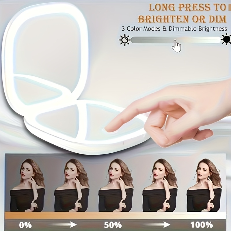 USB-Powered Touch-Control LED Makeup Mirror with 10x Magnification