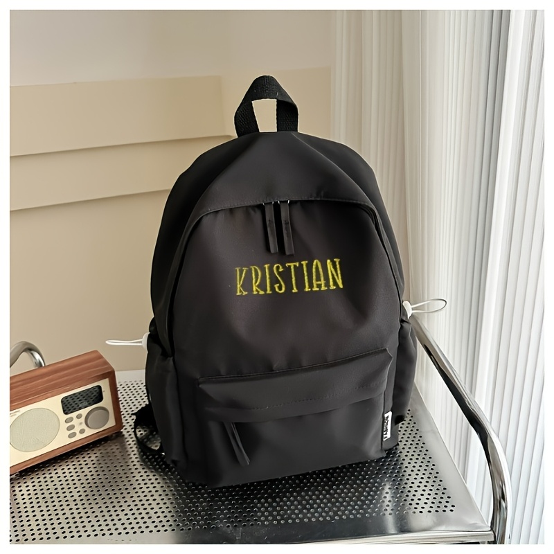 TEMU 1pc Custom Personalized Large Capacity Backpack - Embroiderable And Text, Embroidered Design, Adjustable Straps, Zipper Closure And Multiple