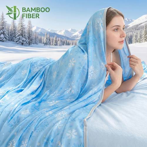 1pc summer cooling blanket bamboo fiber cooling blanket double sided fabric soft against the skin breathable and smooth suitable for hot sleepers and people who sweat at night machine washable random color