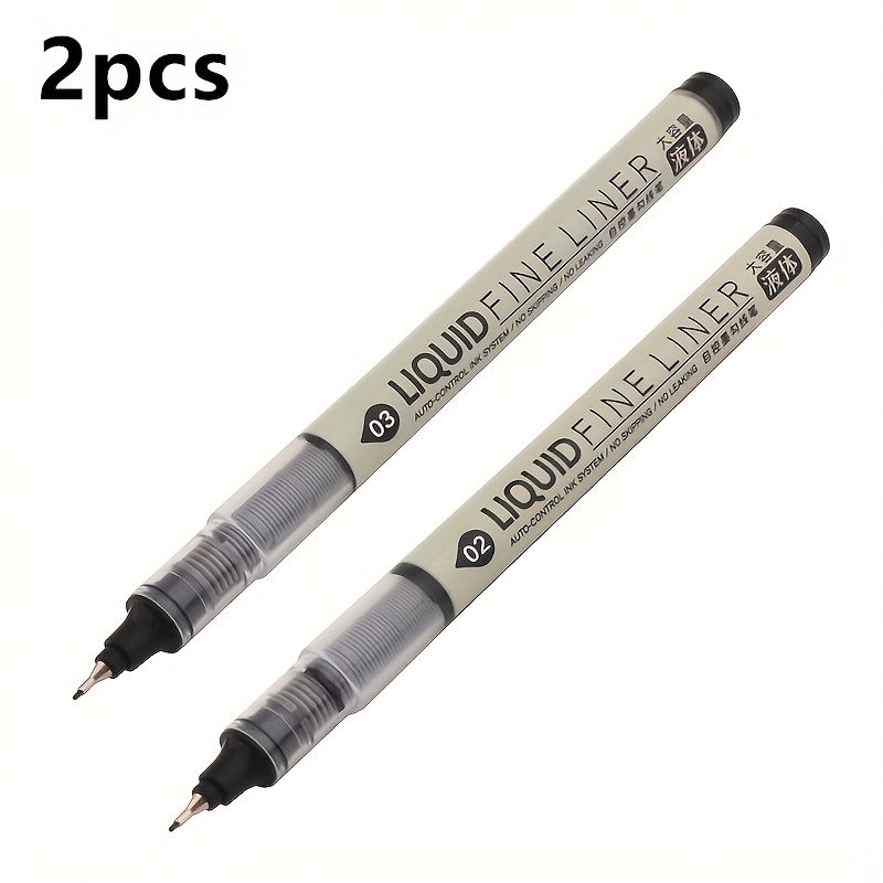 TEMU 2pcs Of High-quality Fine Tip Liquid Ink Pens For Drawing Black Outlines, Sketch Liquid Ink Pens, And Comic Art Outlining Liquid Ink Pens
