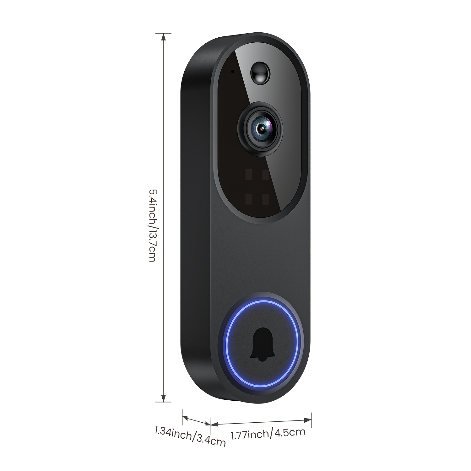 TEMU Vidéophone 1920P, Caméra fil, Surveillance vidéo 166°, vocal bidirectionnel, Stockage en nuage, Prend en charge les piles rechargeables, Équipé