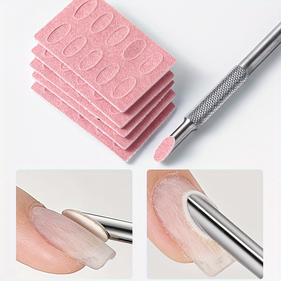 

Full Beauty Nail Care Kit: Self-adhesive Cuticle Pusher & Sanding File Set For Smooth Manicure Prep - Pink Sandpaper With Rounded , Ideal For Trimming & Polishing Nails, Nail Accessories