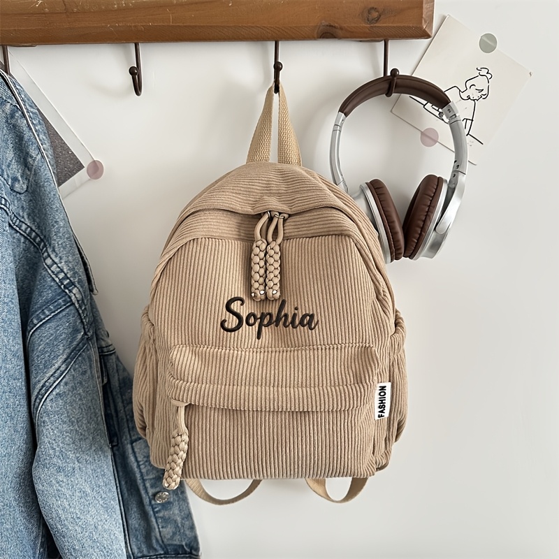 Personalized Name/text Backpack - Lightweight Suitable For, College, Daily Use With Adjustable Straps & Zipper Closure, Embroidery/text Printing, Solid Color For,, (add /holiday Greetings)
