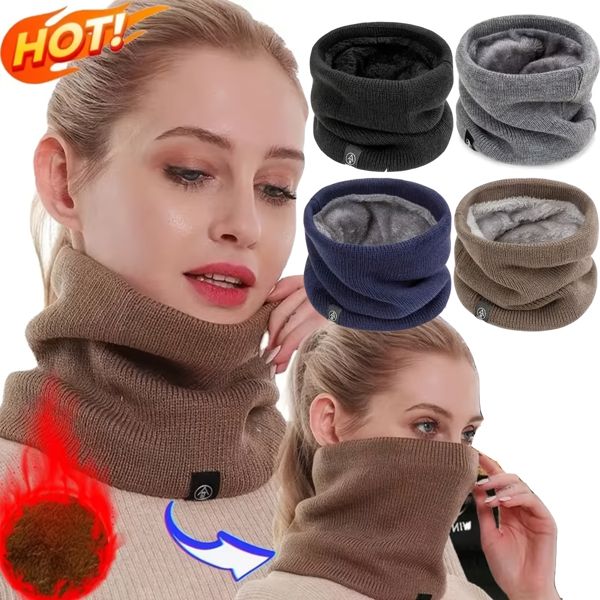 

1pc, Men's Autumn And Winter Knitted Neck Scarf, Warm In Autumn And Winter, Fully Knitted Thickened Knitted Neck Scarf, Multifunctional Mask, Suitable For Cycling, Skiing And Hiking