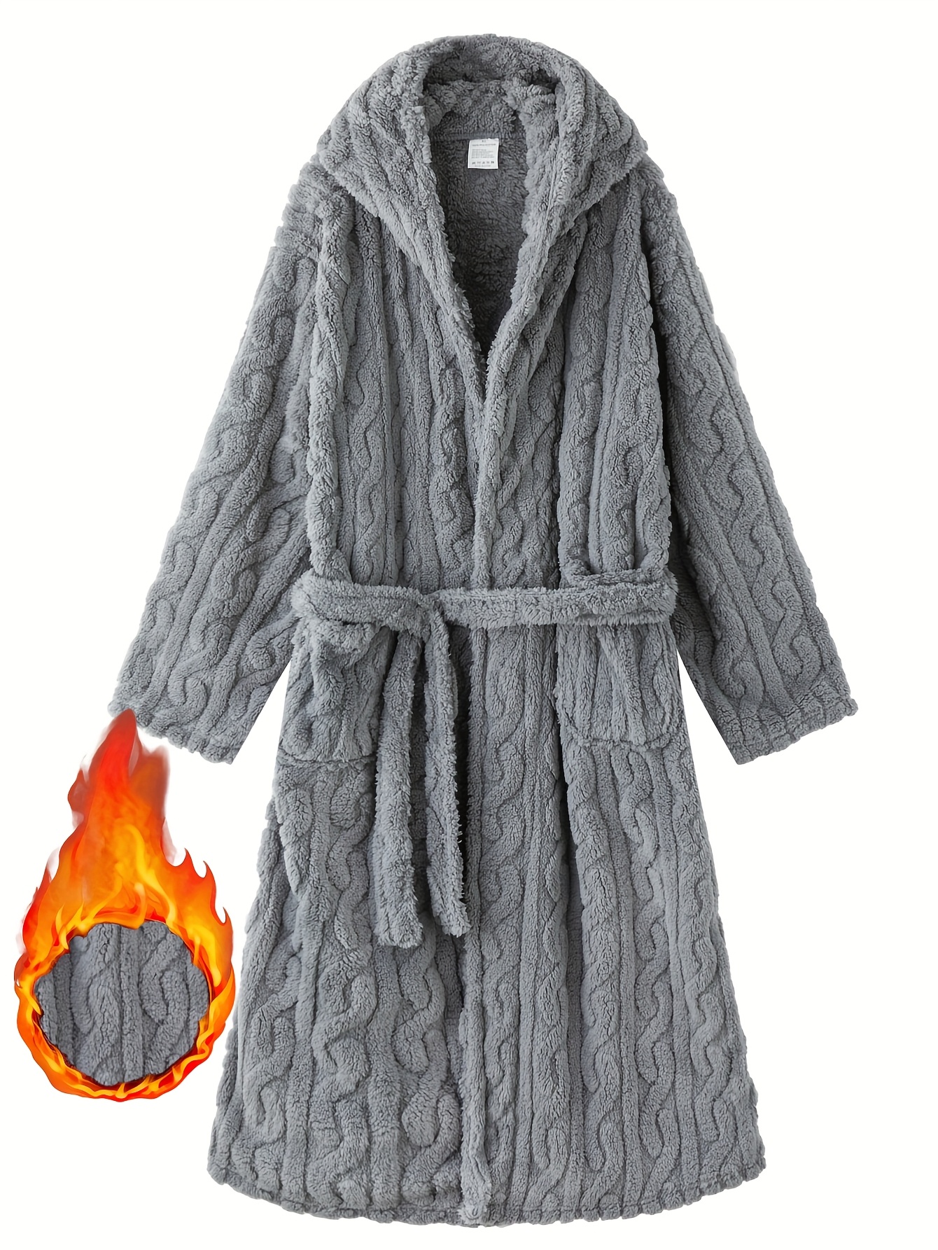 Super Soft Thickened Luxury Jacquard Twist Autumn And Winter Hooded Warm  Shu Velvet Bathrobe 1pc