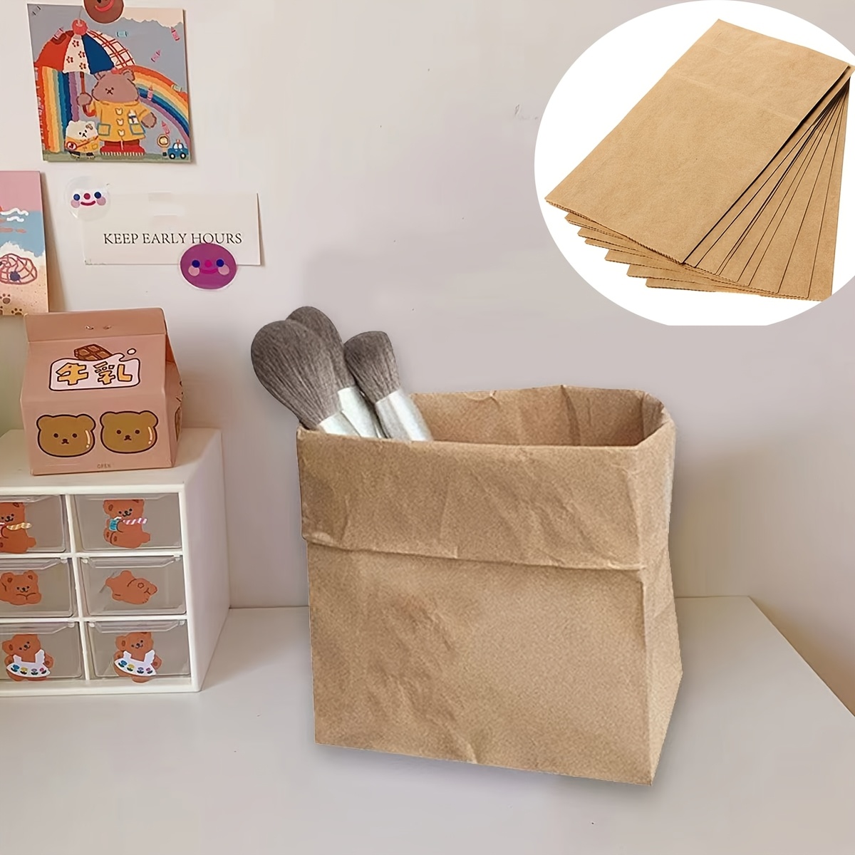 

10pcs Thickened Brown Paper Bags 4 Sizes Party Gift Bags Packaging Bags