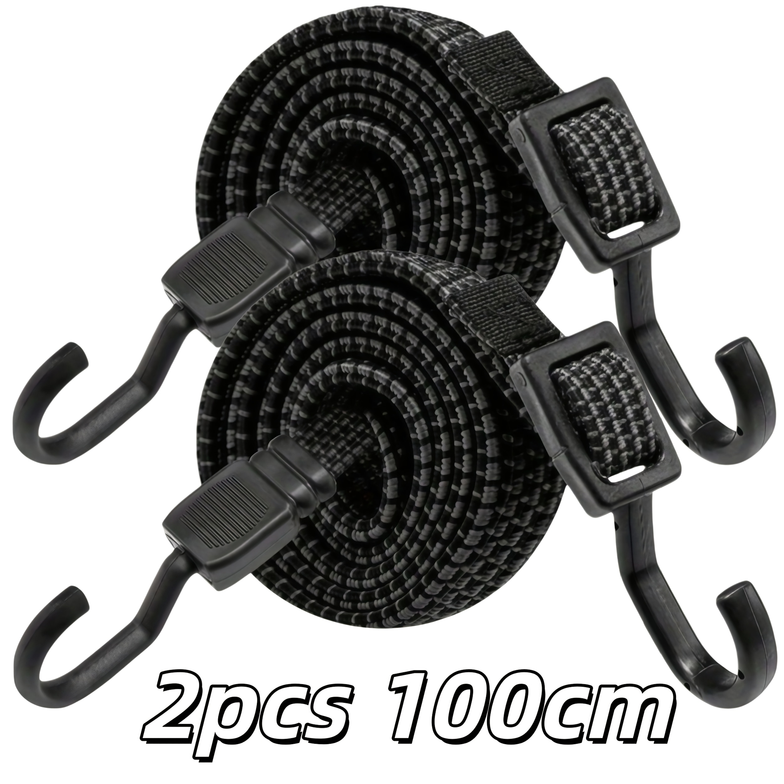 TEMU 2/4pcs Adjustable Strong Elastic Ropes 80/100cm With Hooks Bundling Straps, Universal For Car Roof Luggage/motorcycle/bicycle, Wear-resistant