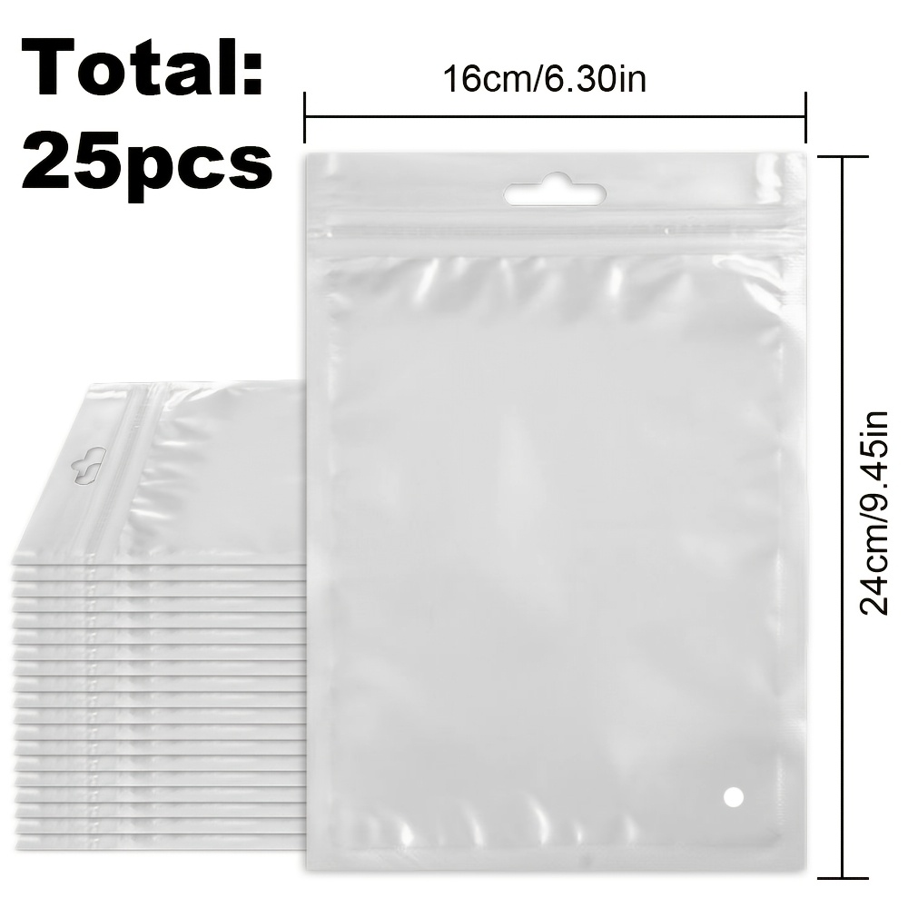 TEMU 25pcs, Multi-specifications, Pearlescent Bag Plastic Bag Packaging Bag Transparent Bag, Re-packable Jewelry Retail Bag, Small Bag Gift Packaging