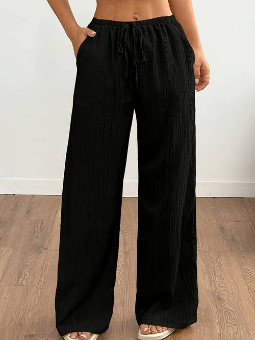 womens plus size elegant loose fit wide lazy wake bed pants suitable for pajamas machine washable year round comfortable nightwear non