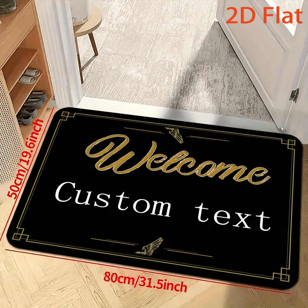 TEMU 1pc, Personalized Custom Text Welcome Mat - Ideal Gift For Home, Bedroom, Living Room, Kitchen, Outdoor Welcome Mat, Valentine's Day, Mother's