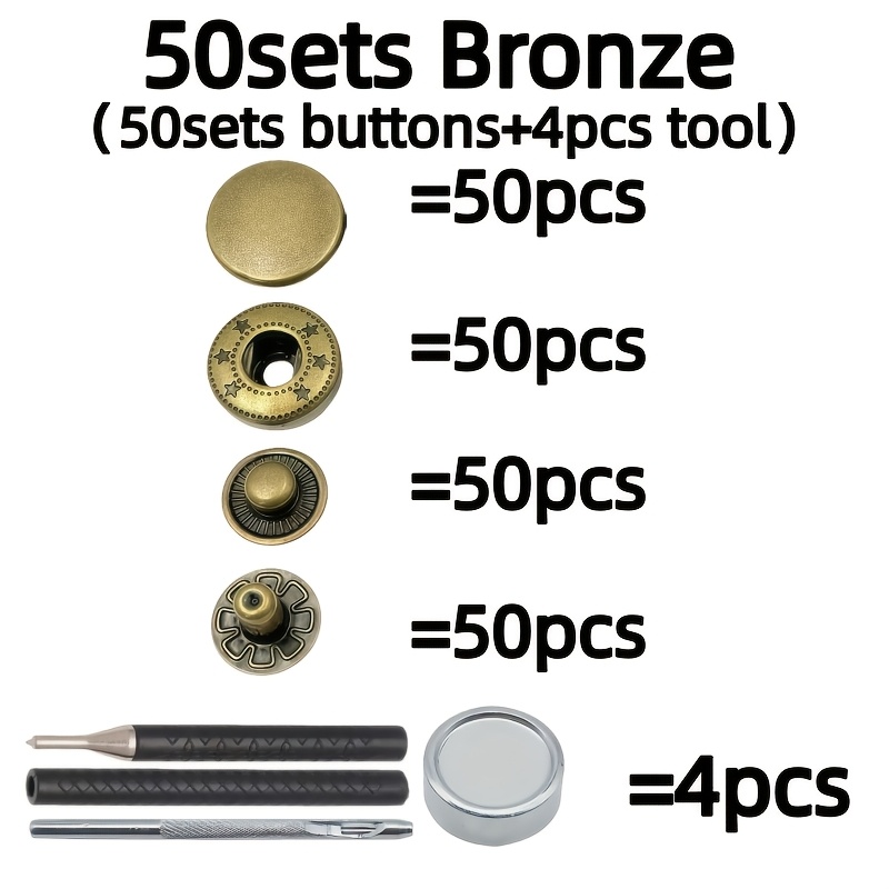 TEMU 50 Sets Of 15mm Snap Fasteners - Includes Installation Tools Ideal For Craft Accessories. Easy To , Secure And Durable, Won't Come Loose.
