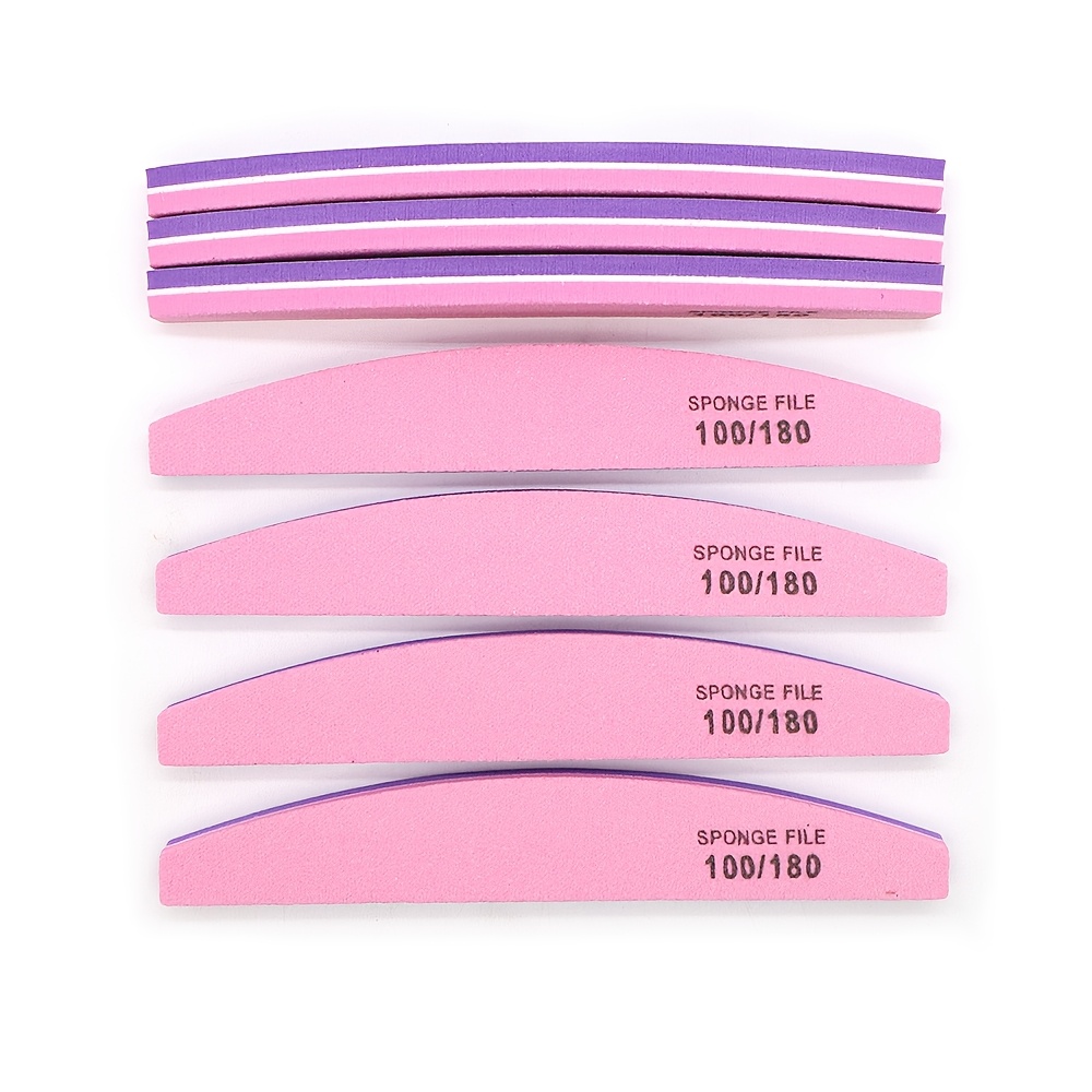 7pcs Sponge Nail Art Sanding Buffers, 100/180 Grit Tools