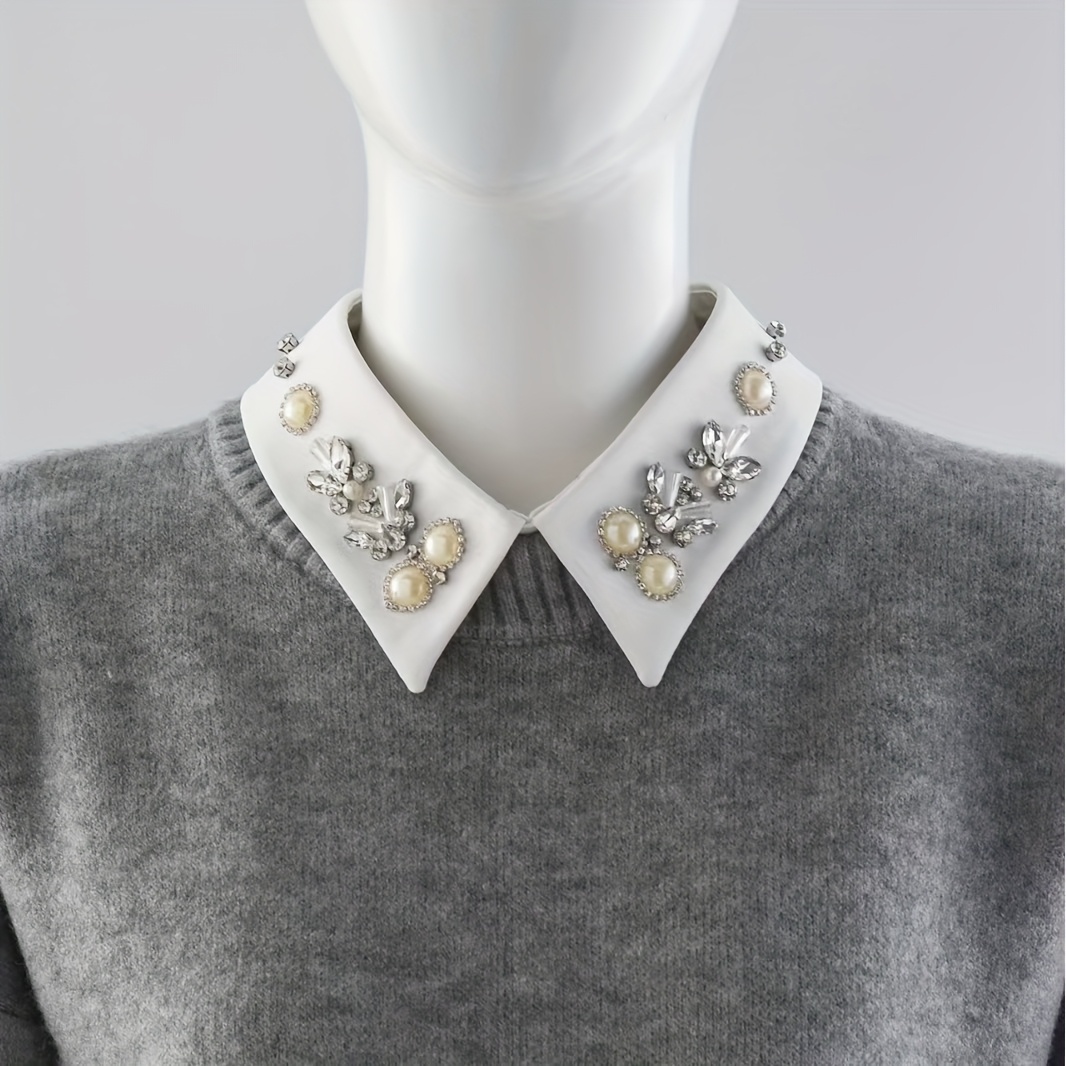 

Elegant & Beaded Chiffon Collar For Women - Sweaters, Detachable Polyester Neckline Accessory