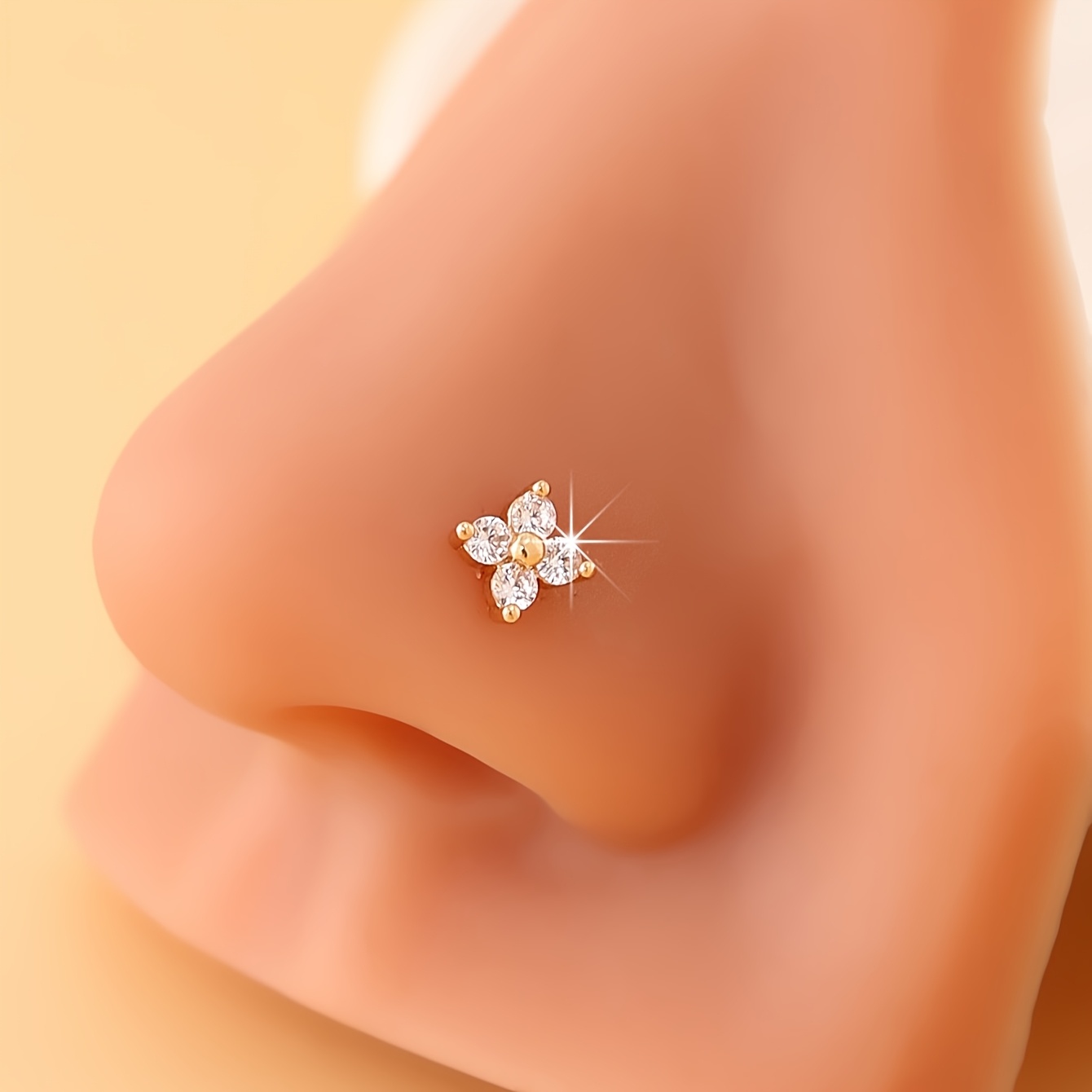 1pc Nose Stud Nose Clip Nose Ornament Synthetic Zirconia L-shaped Piercing Nose Clip, Retro Elegant Style Unique Easy Design, Suitable For Daily Vacation, Banquet Wear, Thanksgiving Gift For