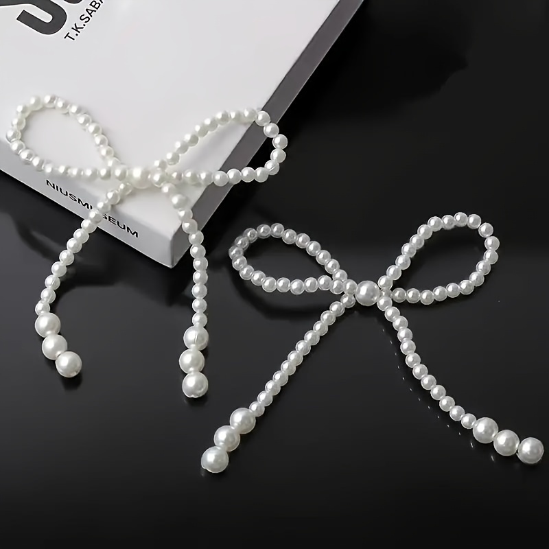 

10-piece Mini Pearl Bow Pendants - Versatile Decor For Cake, Bouquets & Diy Headwear | Ivory Plastic Pearls