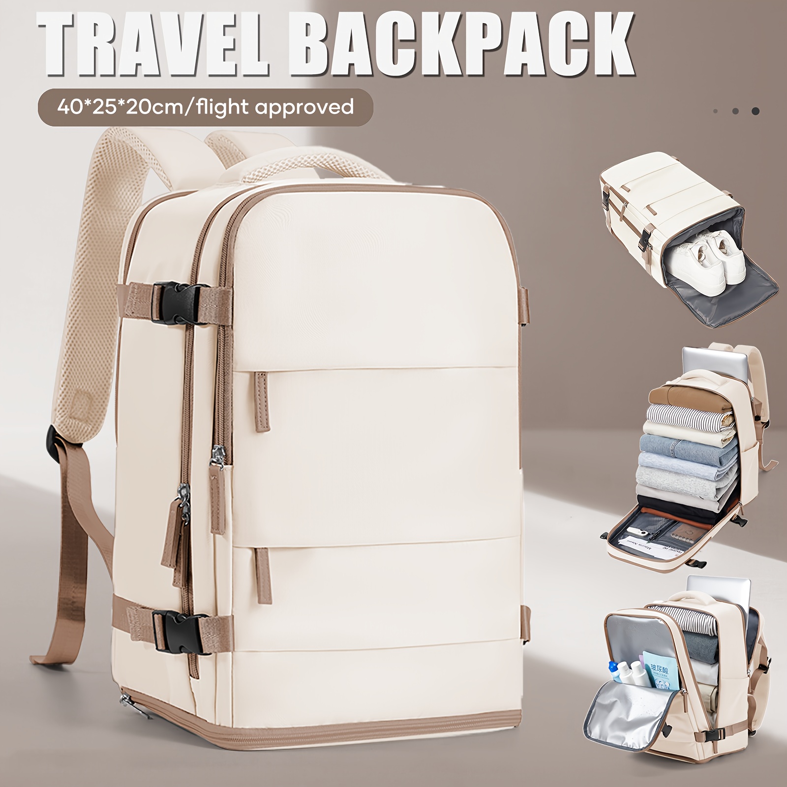 travel backpack 40 x 20 x 25 bag cabin bag   approved carry on backpack flight approved underseat bag laptop backpack for women high quality easyjet customized for european   multifunctional travel work camping   stylish independent shoe compartment 0