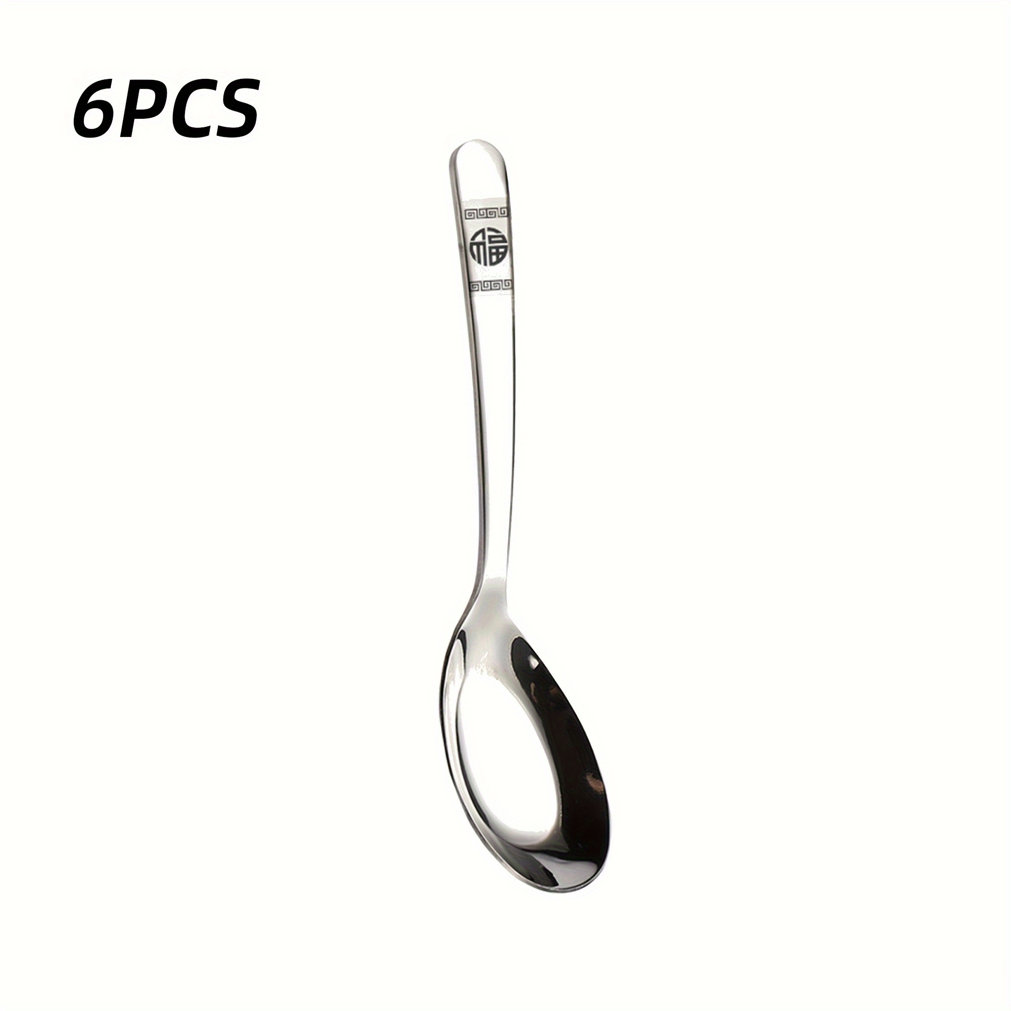 TEMU 6pcs Of Thickened Stainless Steel Soup Spoons, Flat Spoons, Soup Spoons, Coffee Spoons, Dessert Spoons, Kitchen Utensils