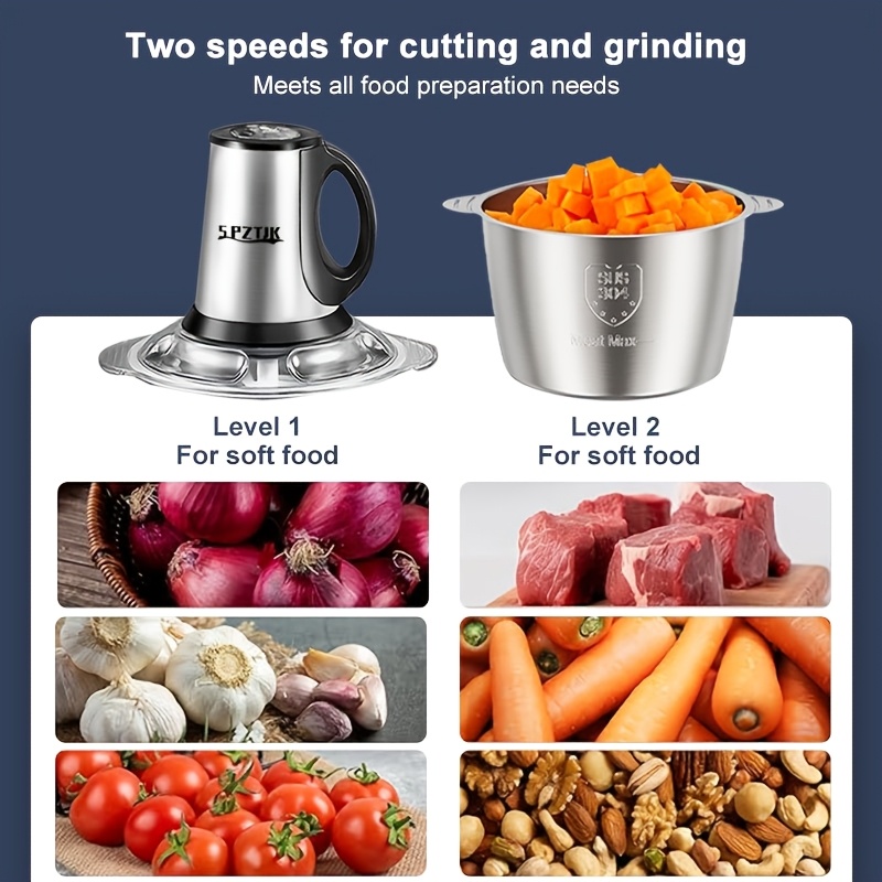 food chopper with 2 bowl and 2 blades   break   of foods meats salads nuts food processor electric 3l meat grinder mincer for kitchen meat grinder electric vegetable chopper garlic press crusher masher Product details 2
