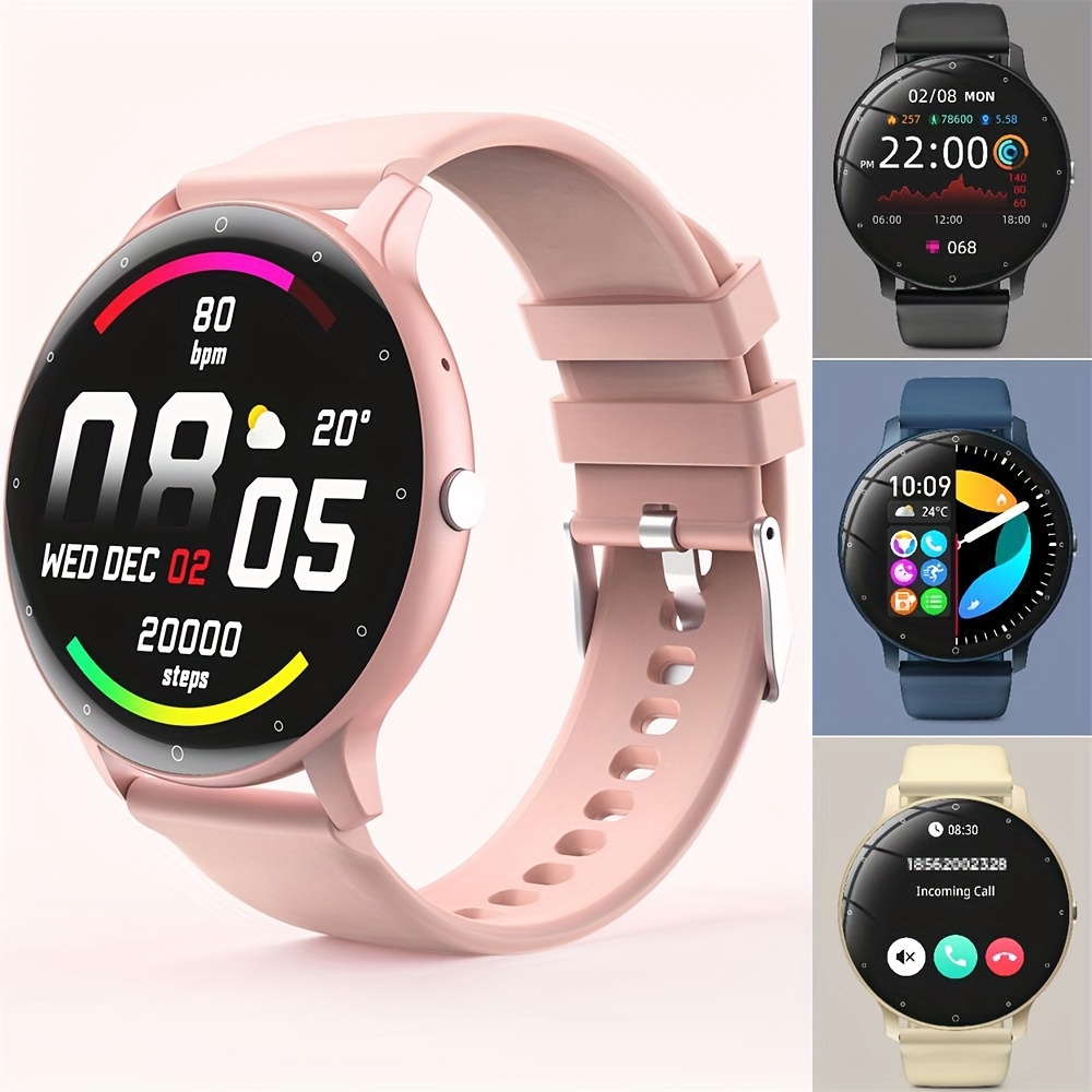 Funda redonda táctil NFC de pago para reloj inteligente masculino,  impermeable, color negro