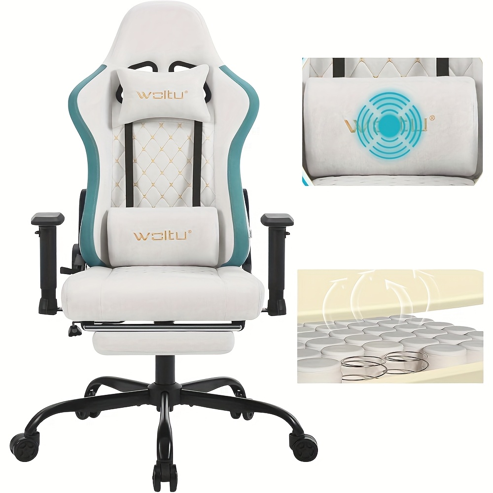 Image of 1pc Gaming Chair, Gamer's Chair, Armchair, 150kg Computer Chair, Swivel Chair With Casters, Headrest, Footrest, Lumbar Support, Tech Fabric, Valentine's Day Gift