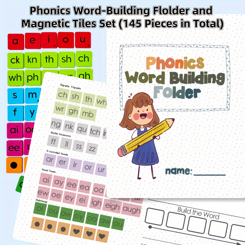 

145pcs Phonics Building Kit - Includes Consonants, , & Sounds - For Desk Or Use Bag