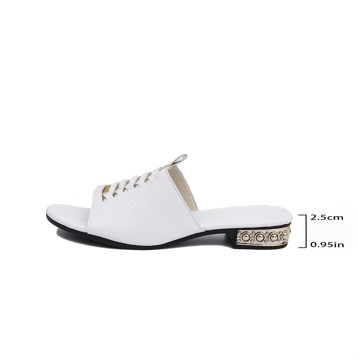 A Pair of Women'S Summer White Peep-Toe Sandals with Non-Slip Chunky Heels.