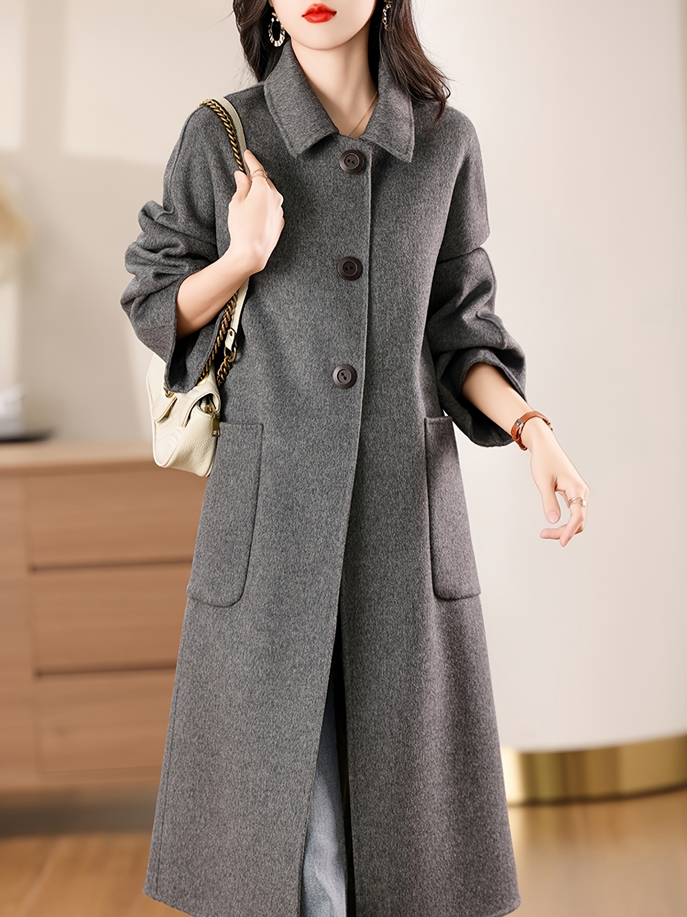 Abrigo Gris Abrigo Mujer Tweed Chaqueta Lana 100% Tweed Mujer